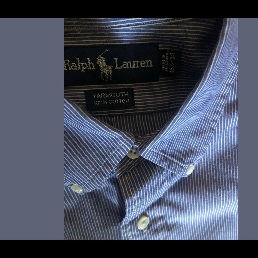 Men Ralph Lauren long sleeve blue striped shirt